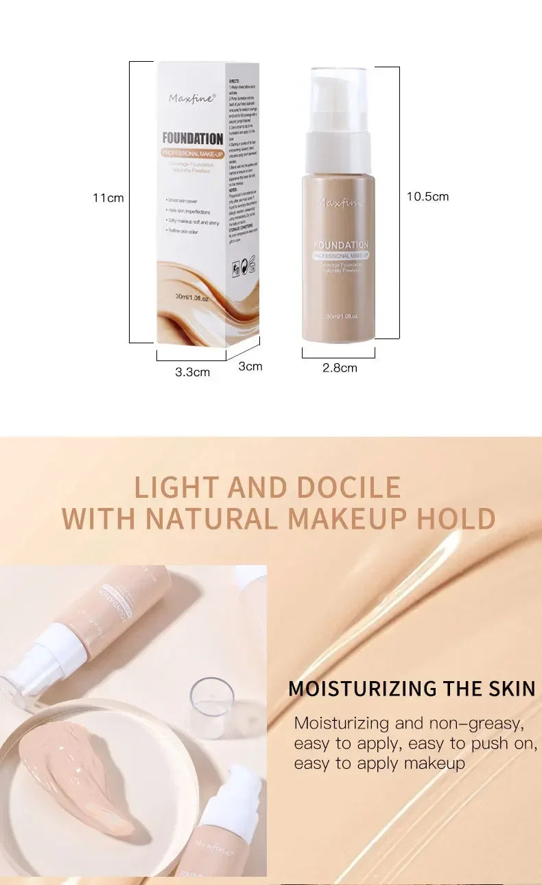 Liquid Face Foundation Cream Oil-Control BB Cream Matte Base Brightening Concealer Lasting Full Coverage Women Makeup Cosmetics