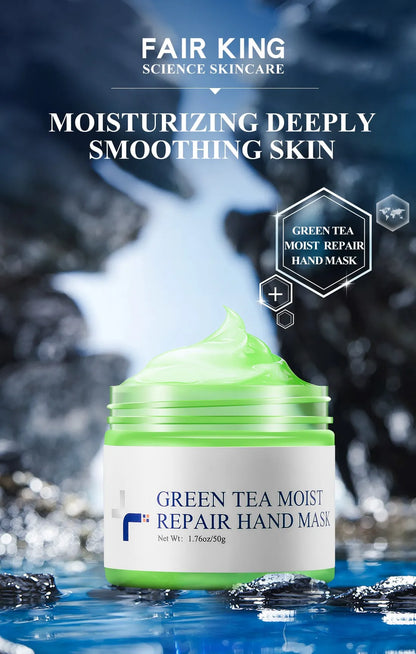 Green Tea Hand Mask Hand Wax Whitening Skin Moisturizing Repair Exfoliating Calluses Anti-Aging Hand Skin Treatment Cream 50g