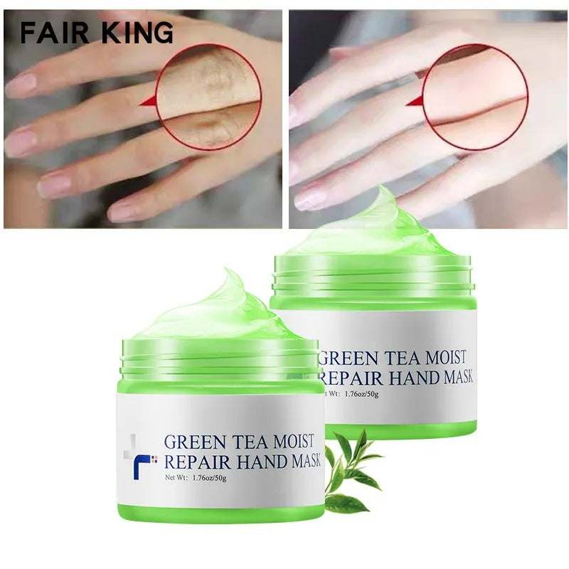 Green Tea Hand Mask Hand Wax Whitening Skin Moisturizing Repair Exfoliating Calluses Anti-Aging Hand Skin Treatment Cream 50g