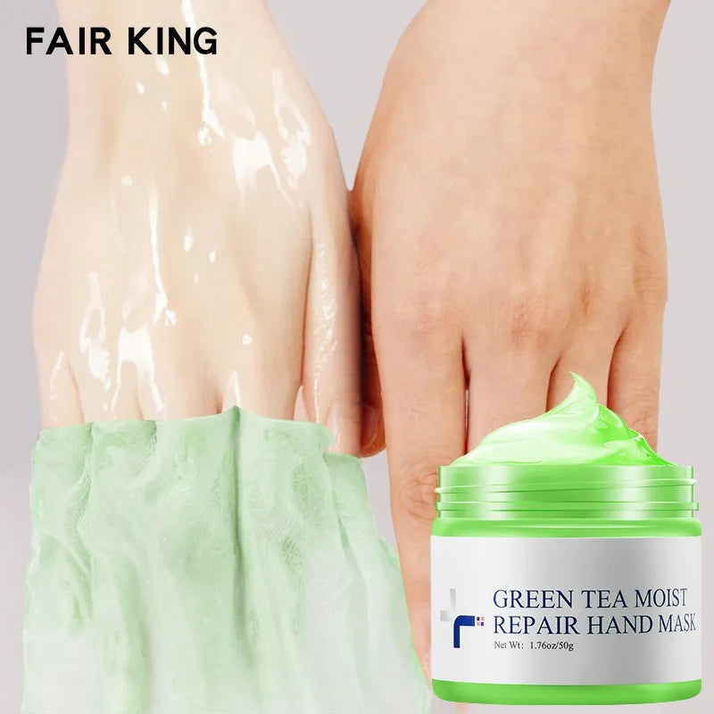 Green Tea Hand Mask Hand Wax Whitening Skin Moisturizing Repair Exfoliating Calluses Anti-Aging Hand Skin Treatment Cream 50g