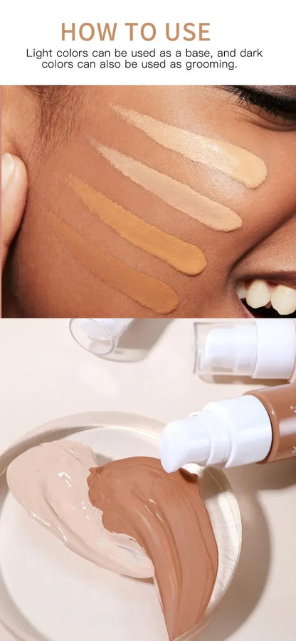 Liquid Face Foundation Cream Oil-Control BB Cream Matte Base Brightening Concealer Lasting Full Coverage Women Makeup Cosmetics